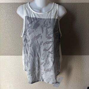 NWT Fabletics Women’s Medium Millie Tank Top Back at It Open Back White Burnout